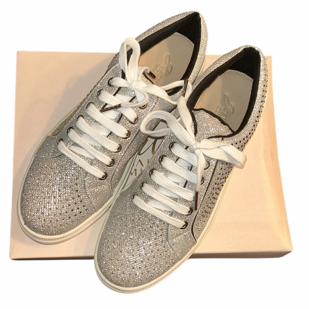 Badgley Mischka Silver Crystal Metallic Sneakers(Size 10)/